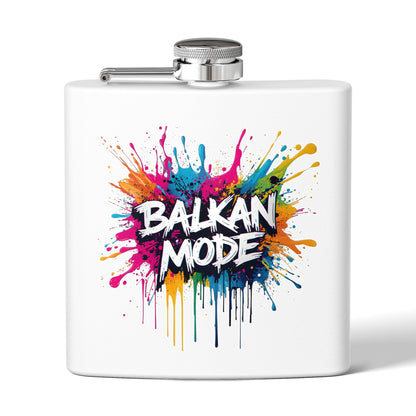 Balkan Mode Paint Splatter White Hip Flask product type