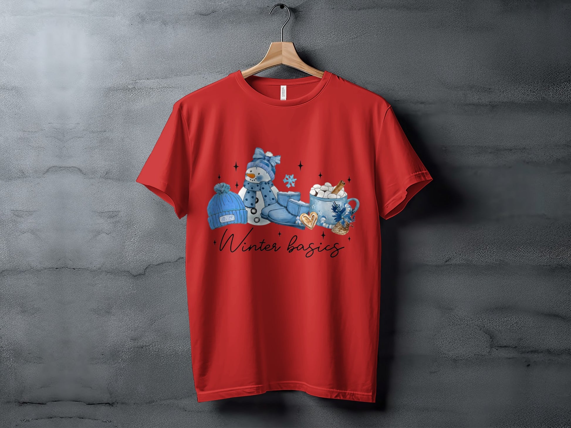 Winter Basics Red Christmas Snowman T-Shirt
