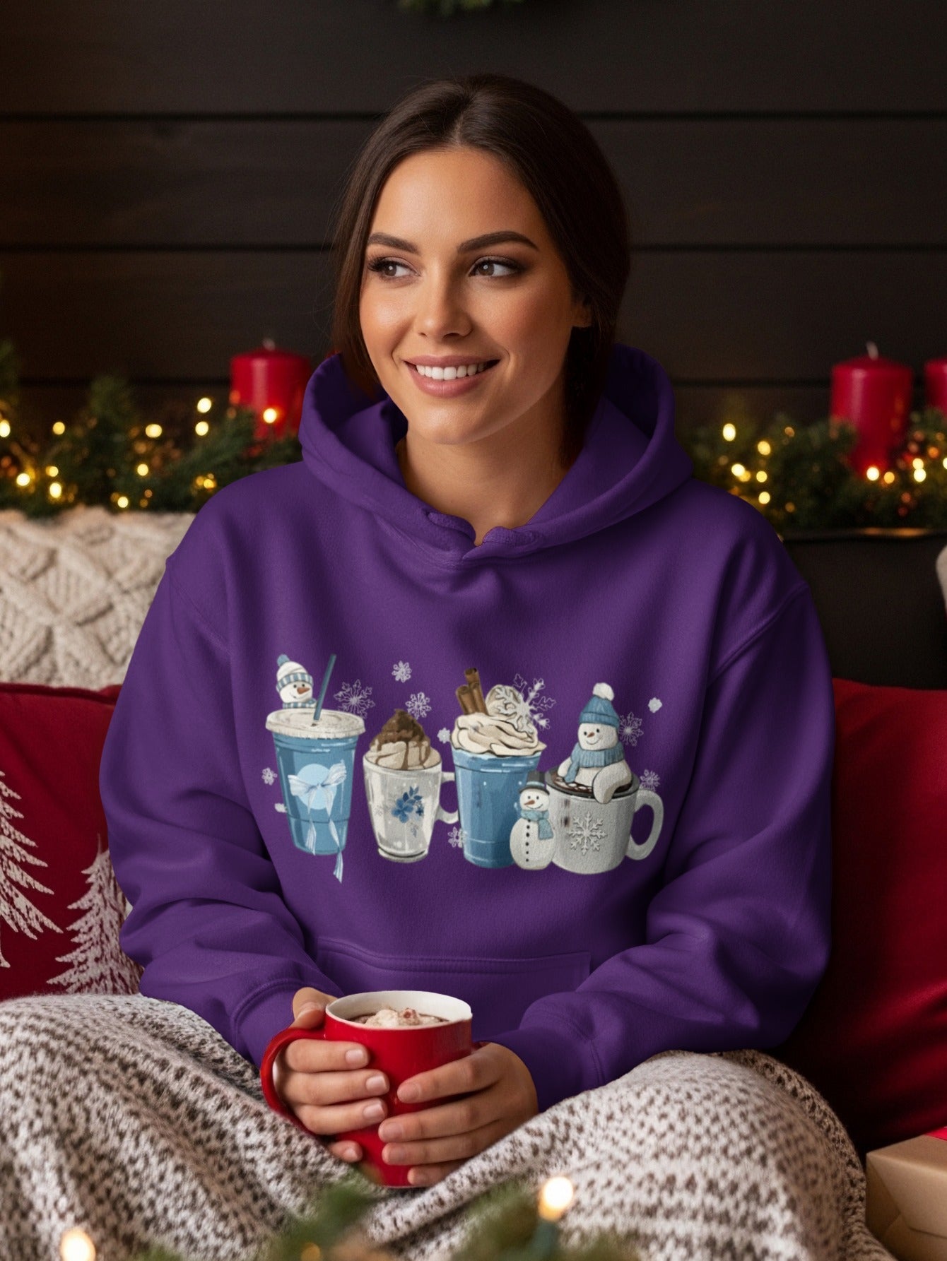Winter Themed Hot Beverages Cozy Hoodie