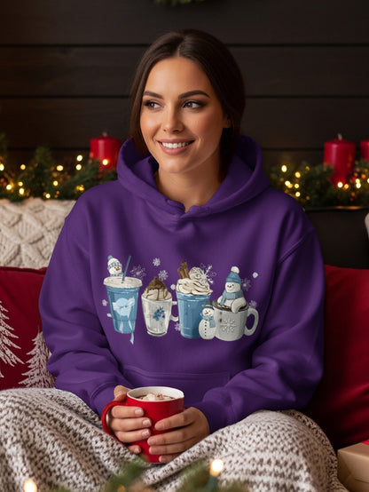 Winter Themed Hot Beverages Cozy Hoodie