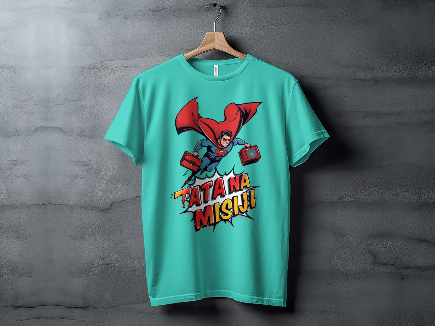 Superhero Flying Action with Text Graphic T-shirt