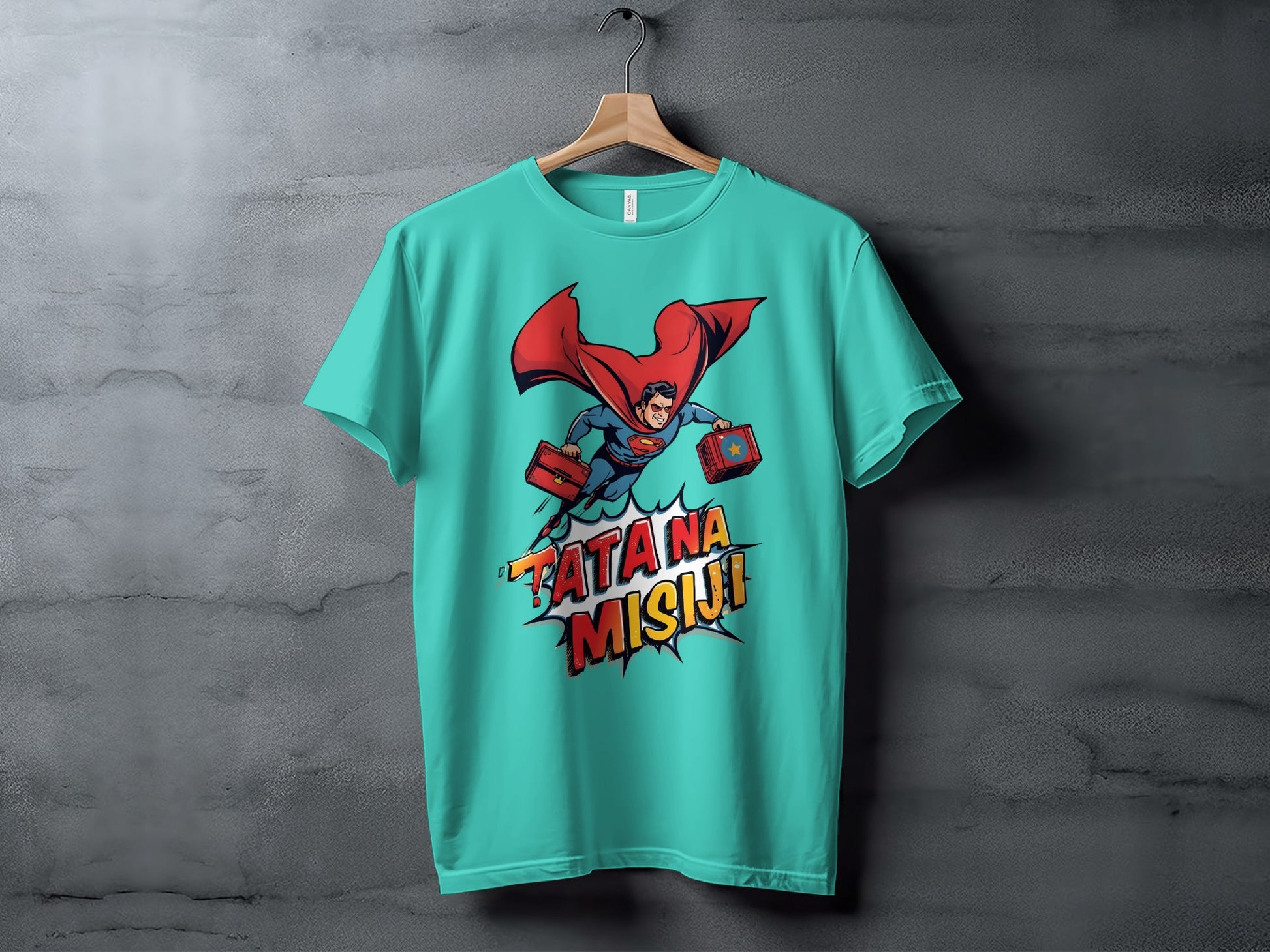 Superhero Flying Action with Text Graphic T-shirt