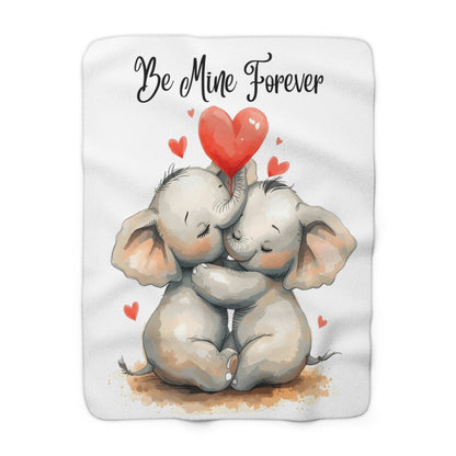 Be Mine Forever elephants watercolor sherpa fleece blanket