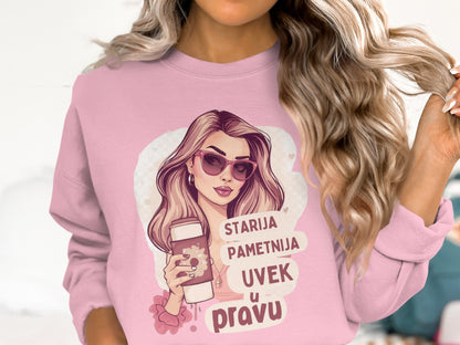 Vintage Cool Girl Graphic Long Sleeve Sweatshirt