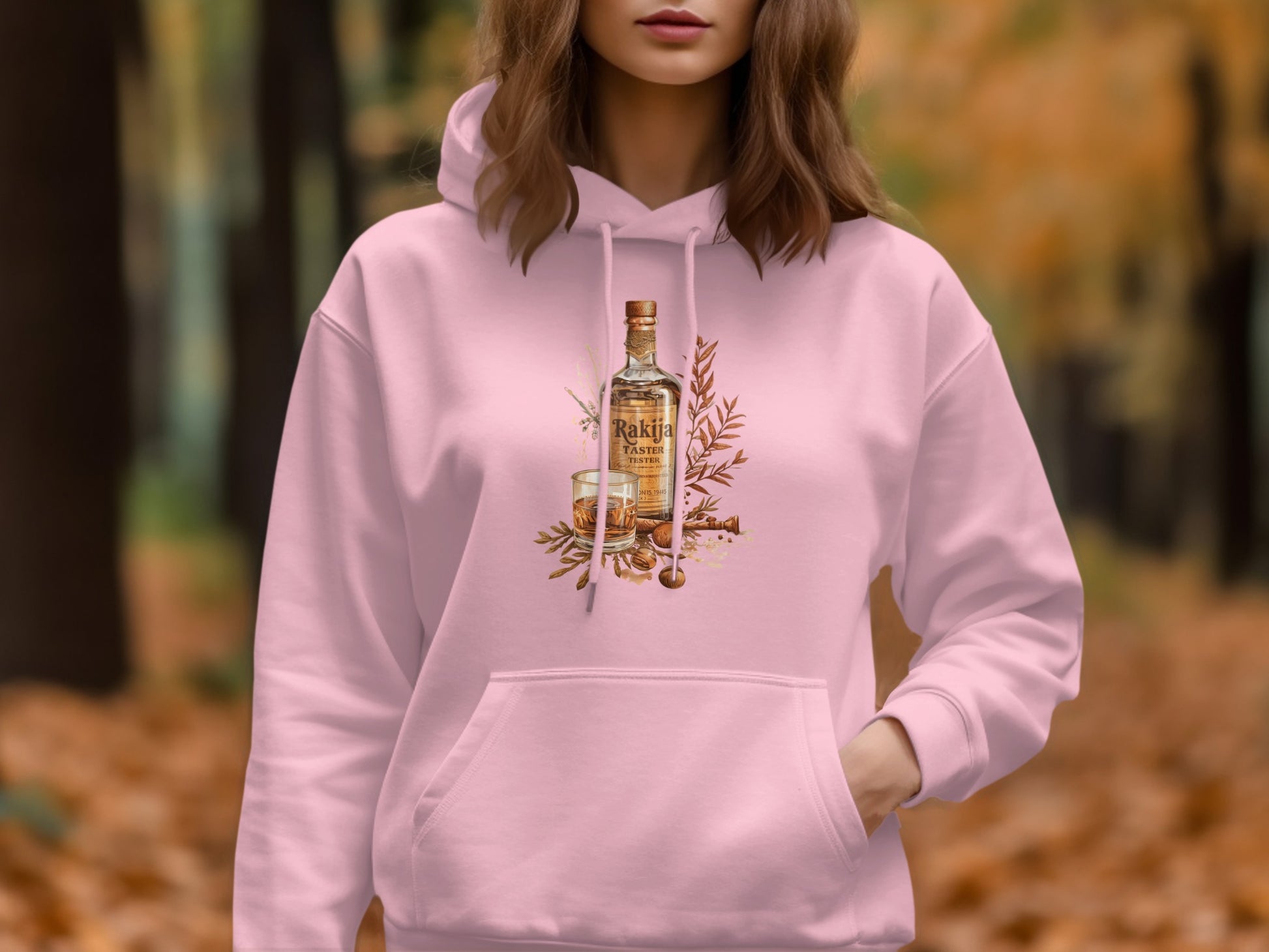 Whisky Bottle Autumn Leaves Design Hoodie product
