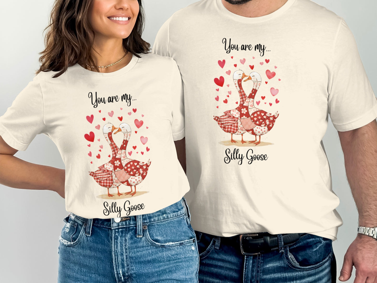 You Are My Silly Goose Couple Heart Print T-shirt