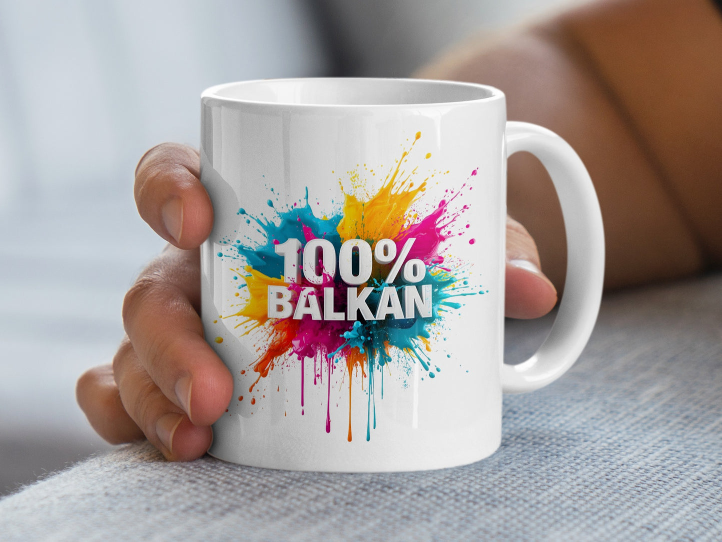 100% Balkan Colorful Paint Splatter White Mug product type