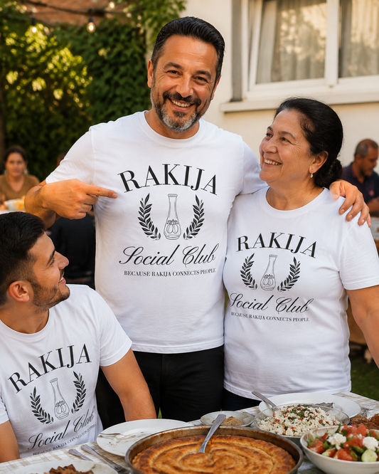 Rakija Social Club light-color t-shirt - Balkan gift
