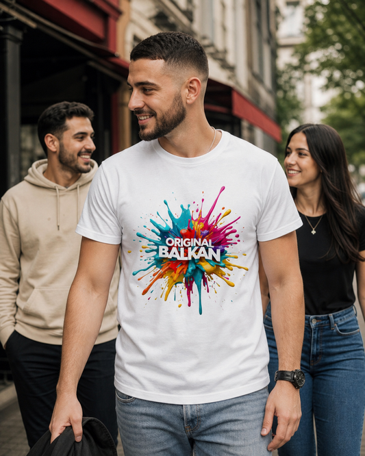 Original Balkan colorful paint splatter t-shirt