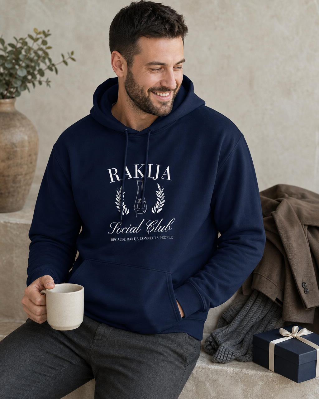 Rakija Social Club hoodie with bottle design - Balkan gift
