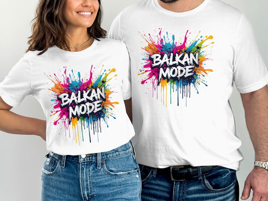 BALKAN MODE Colorful Splash Design White T-Shirt product type