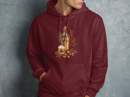 Whisky Bottle Design on Maroon Hoodie product