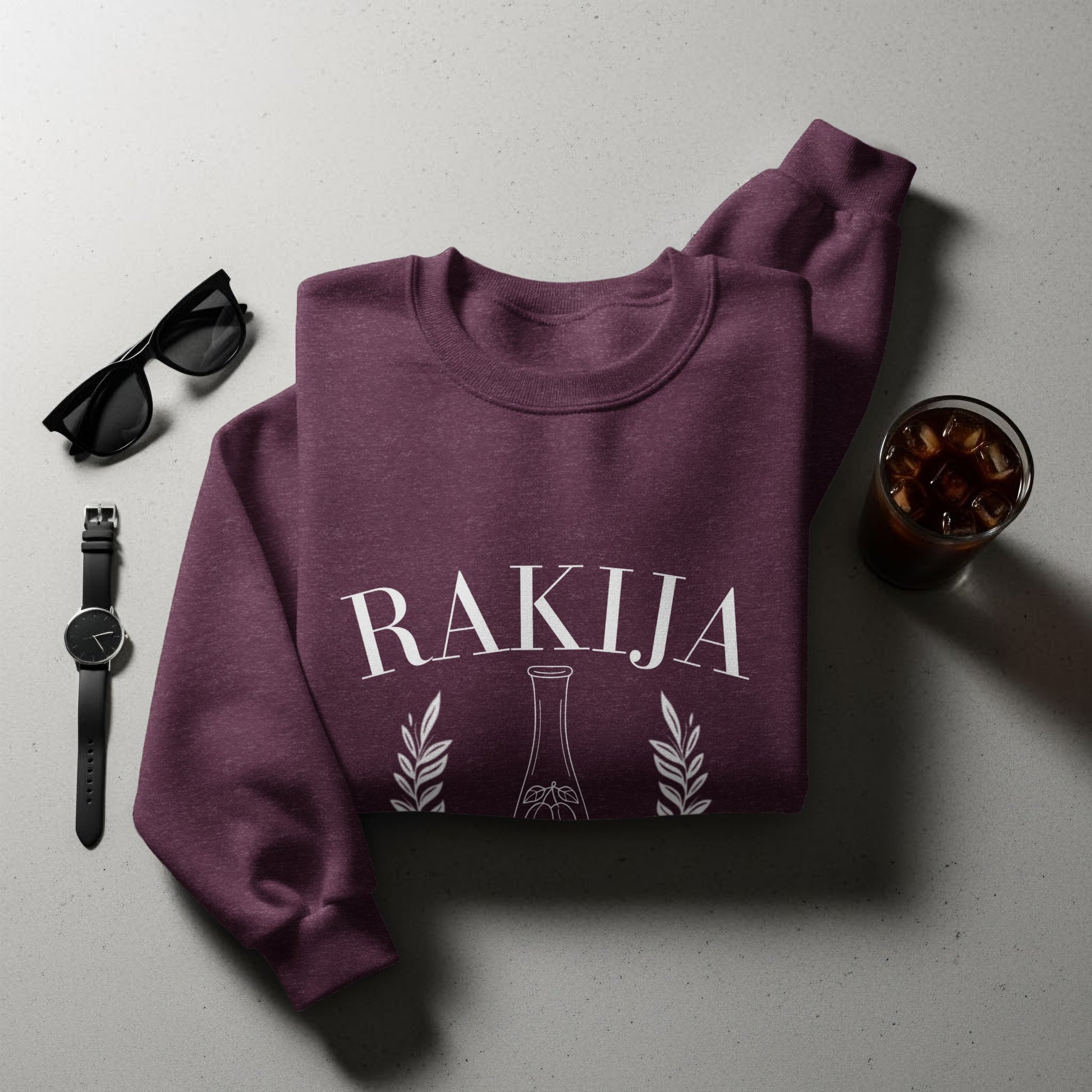 Stylish Rakija Print Sweatshirt Fashionable Clothing Product