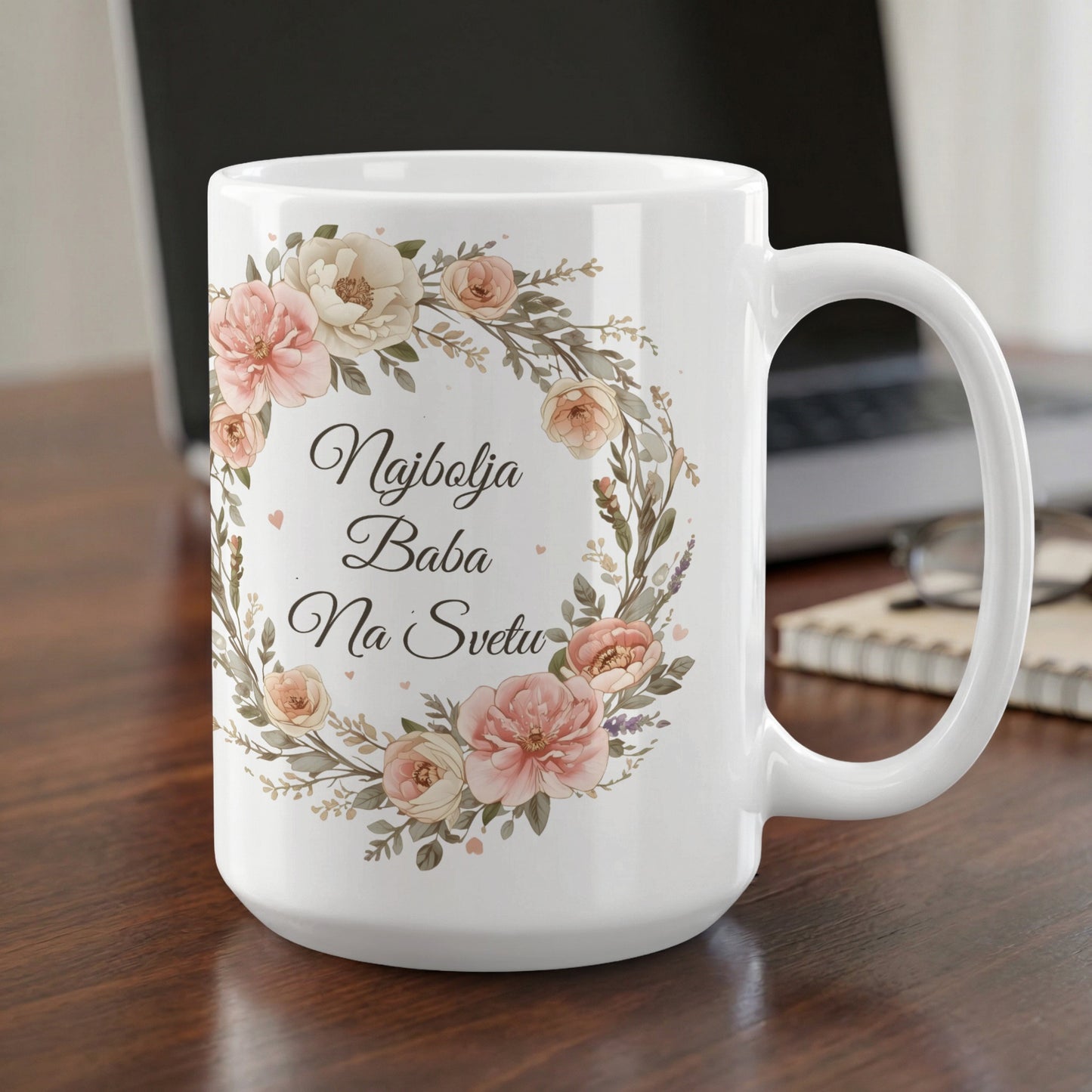 Najbolja Baba Na Svetu Floral Design Coffee Mug