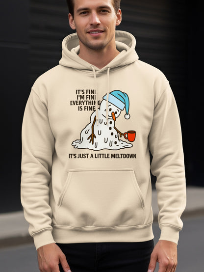 It's Fine I'm Fine Snowman Blue Hat Hoodie