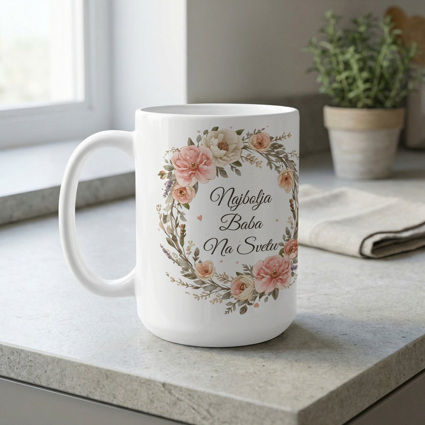 Najbolja Baba Na Svetu Floral Coffee Mug