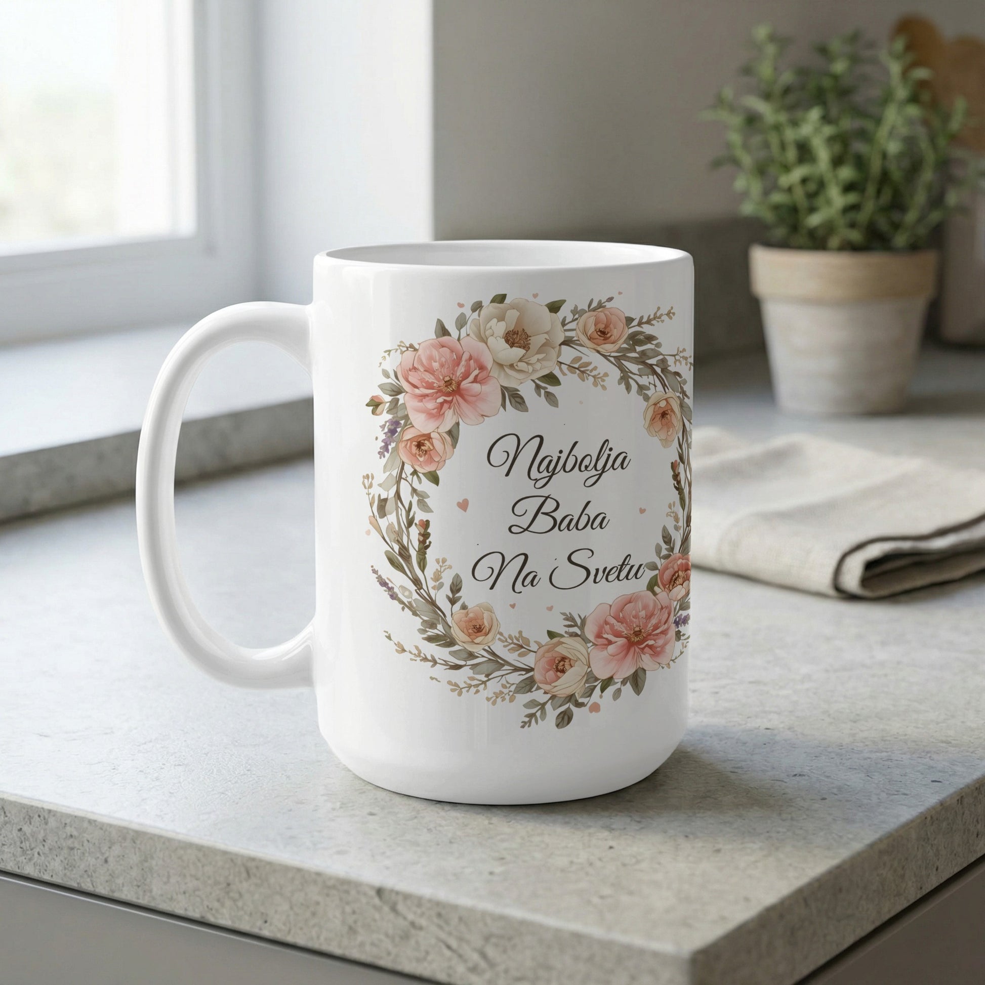 Najbolja Baba Na Svetu Floral Coffee Mug