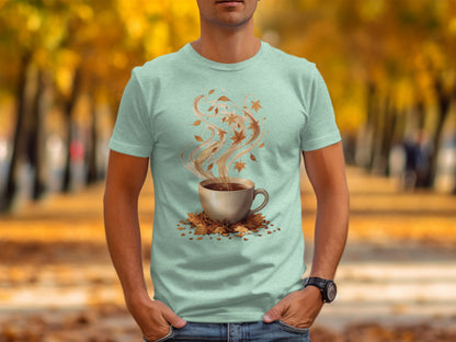 Autumn Leaves and Coffee Cup Printed T-Shirt product