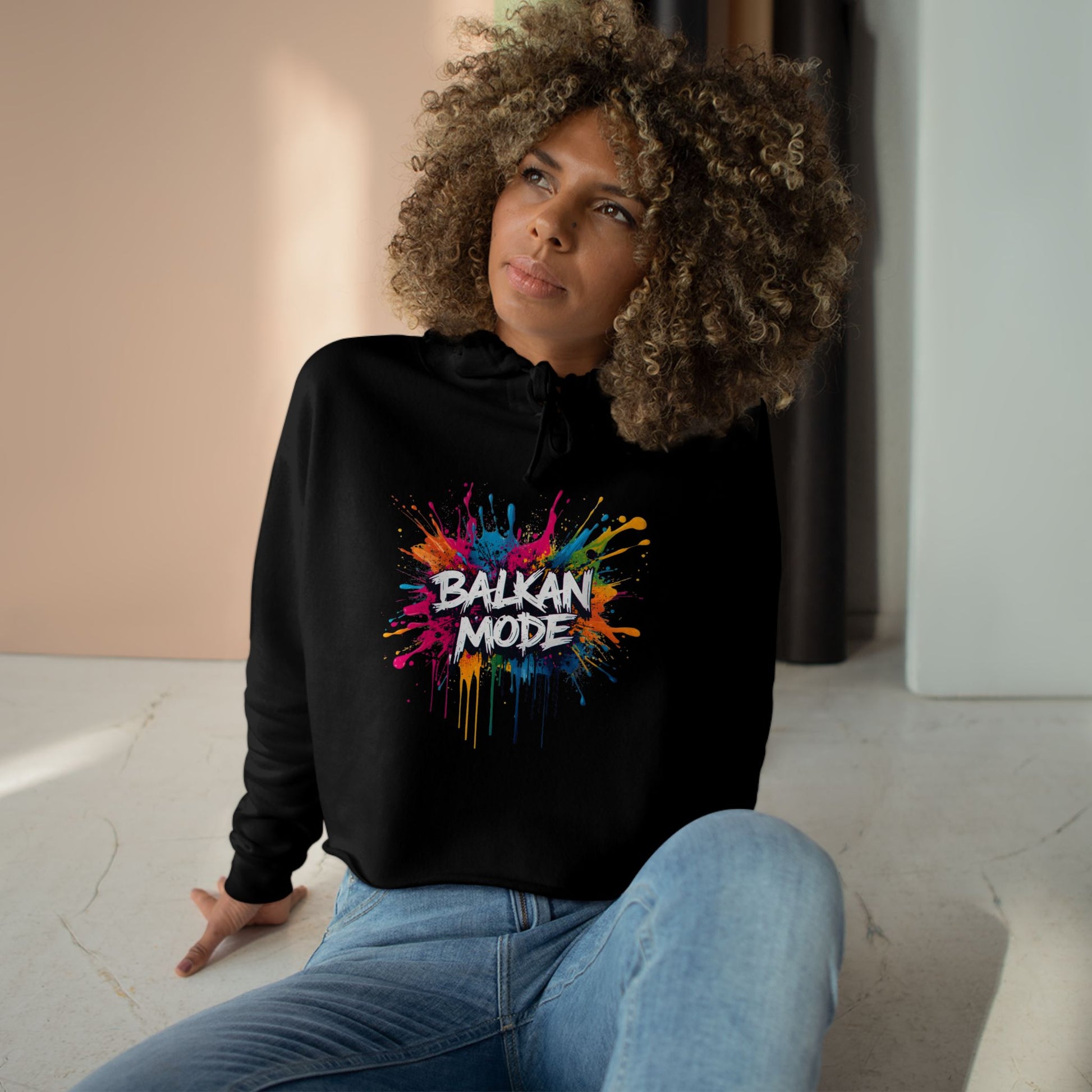 Balkan Mode Colorful Paint Splatter Hoodie Black product type