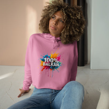 Pink cropped 100% Balkan graphic hoodie product type