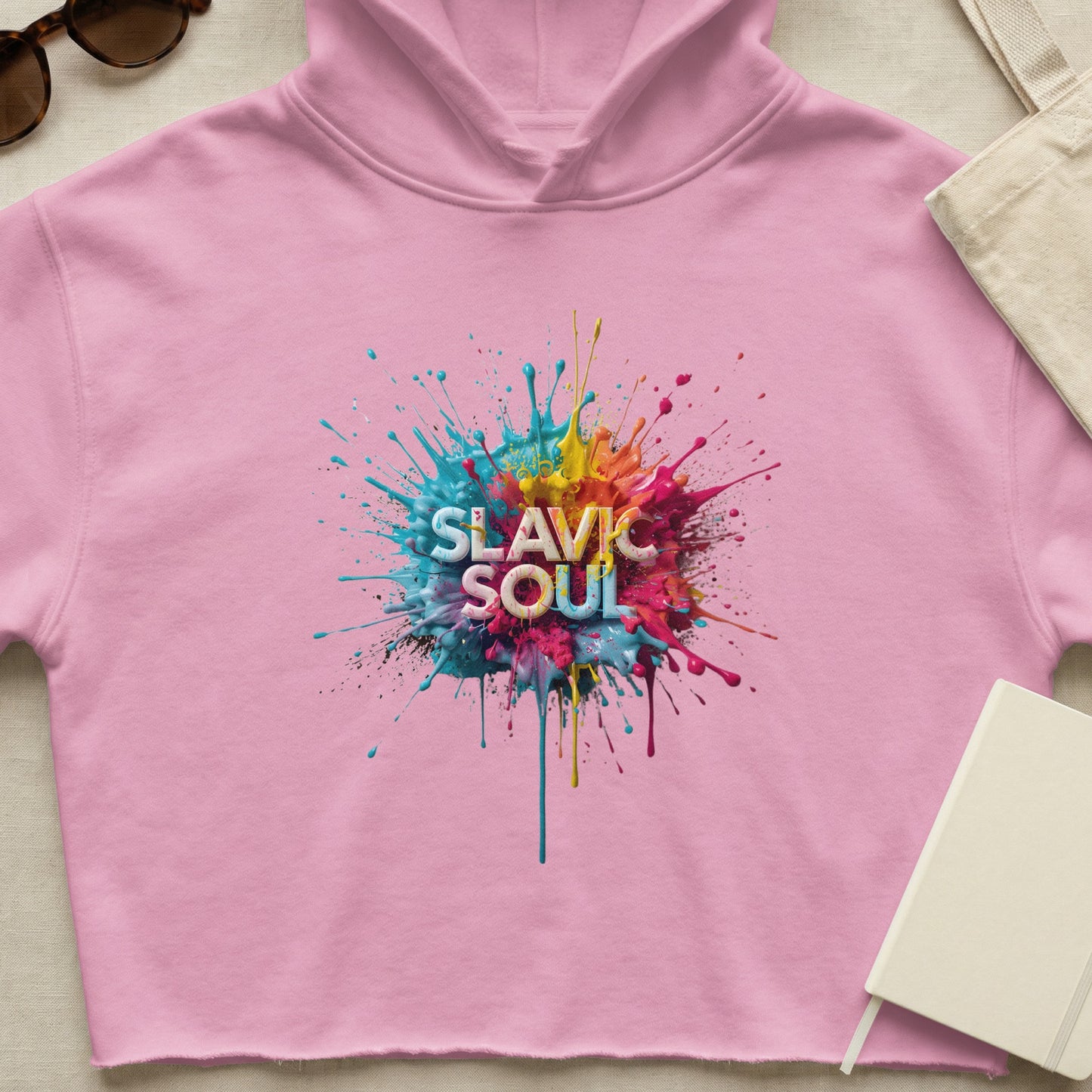 Pink SLAVIC SOUL colorful splatter design hoodie product type