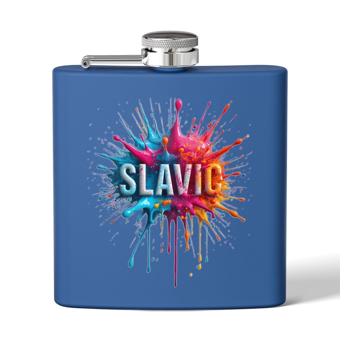 Colorful SLAVIC Paint Splash Design Blue Flask product type