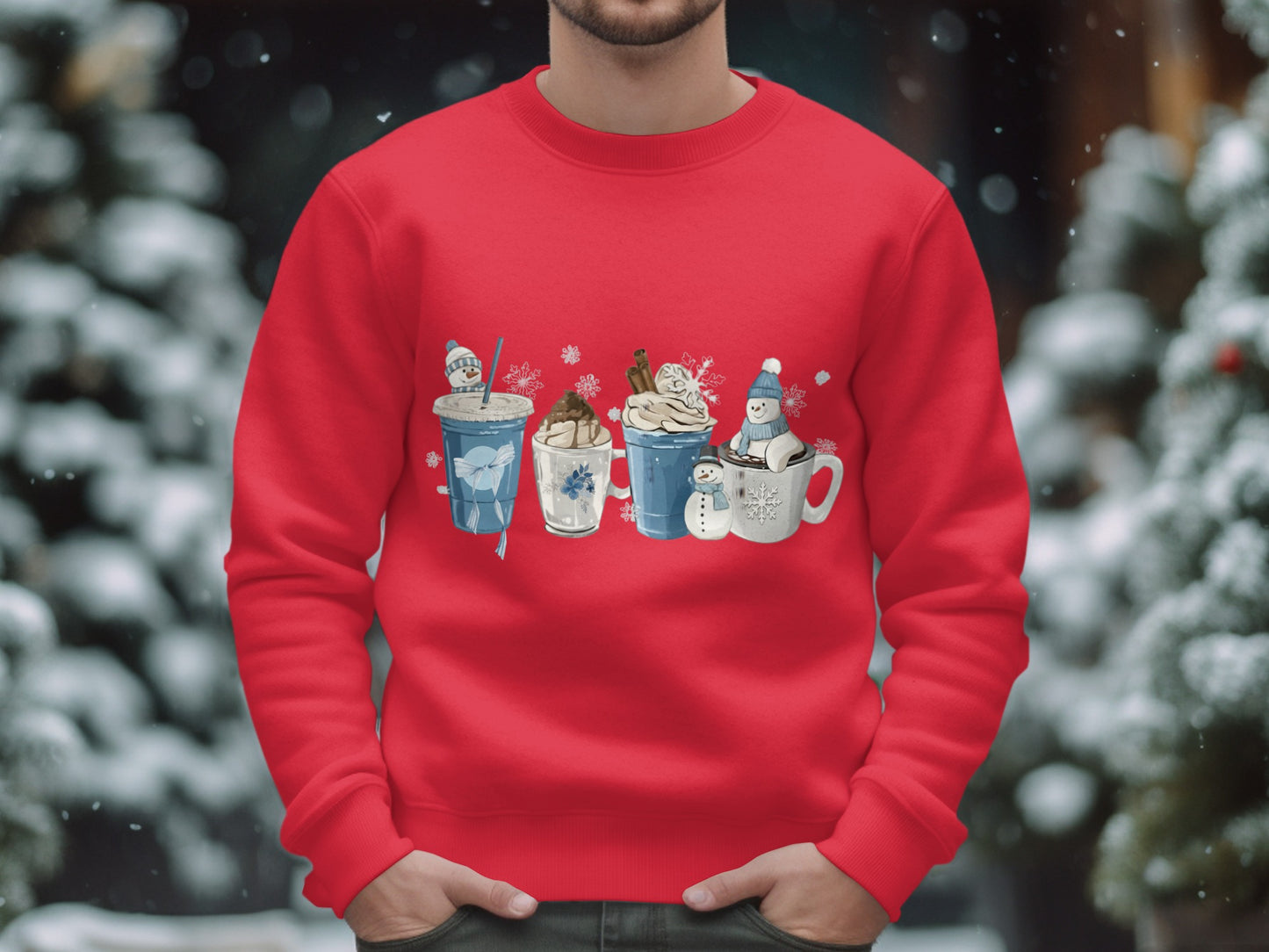 Festive Hot Beverage Winter Wonderland Sweatshirt