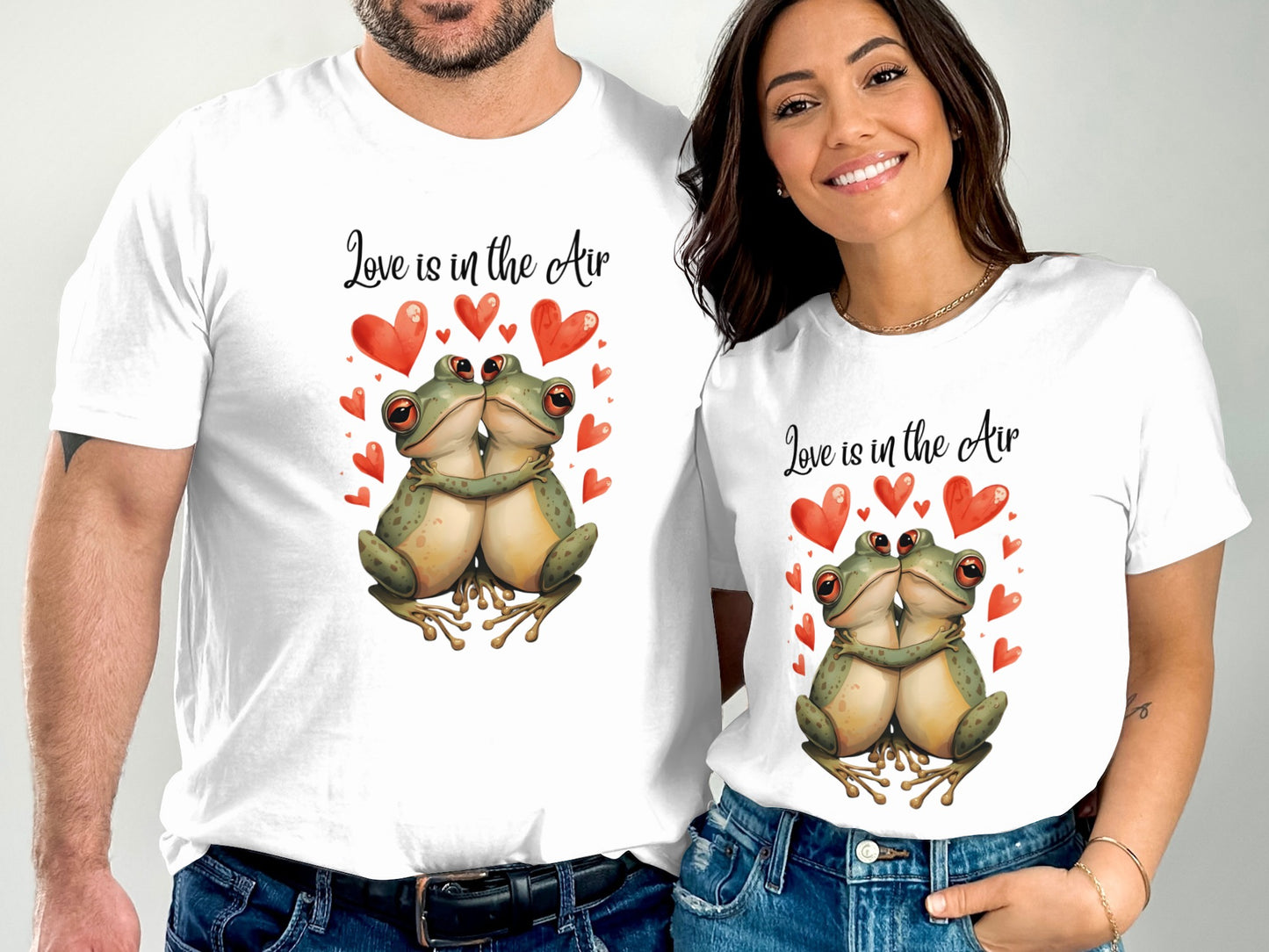 Love is in the Air Frog Couple Graphic T-shirt