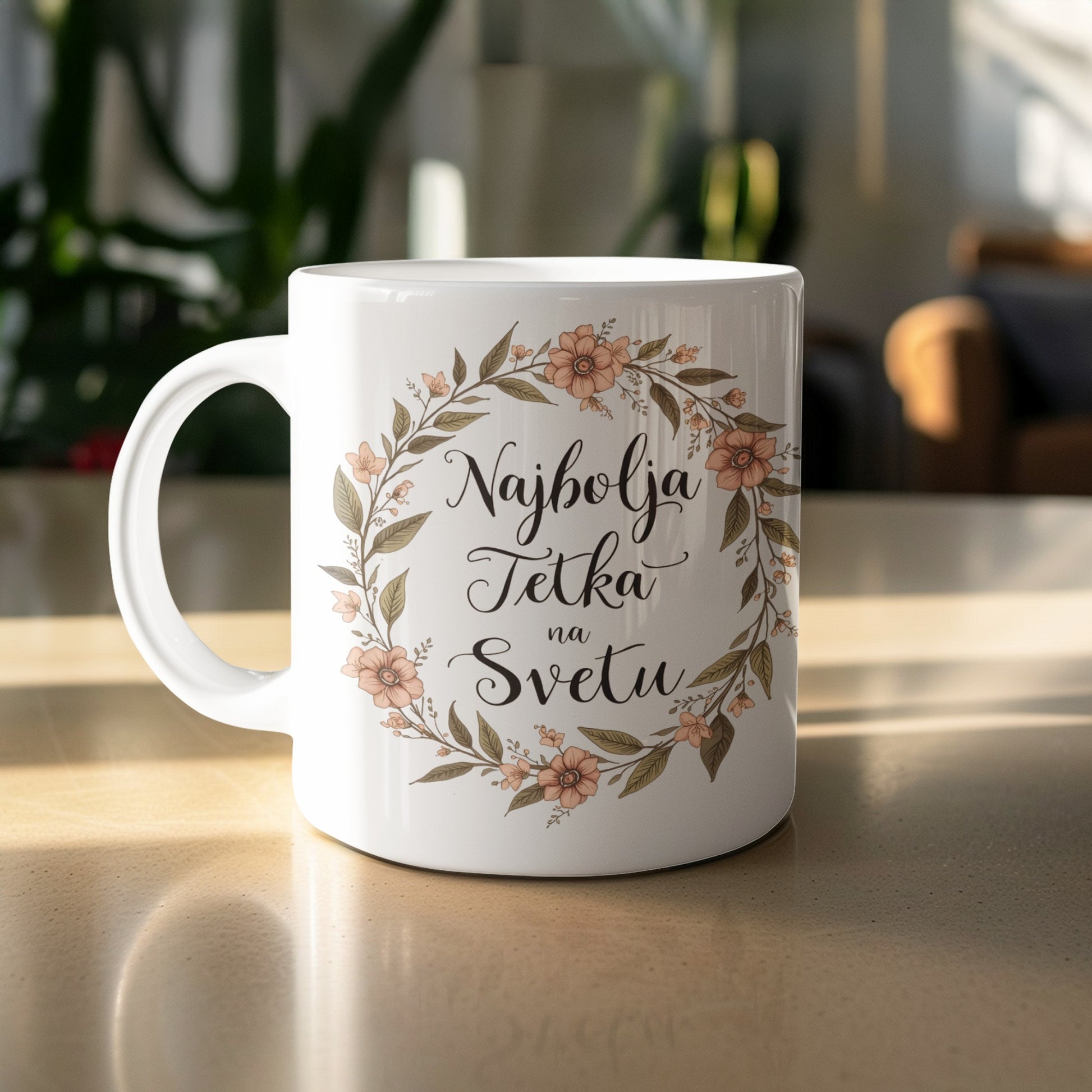 Najbolja Tetka na Svetu Floral Mug for Aunt