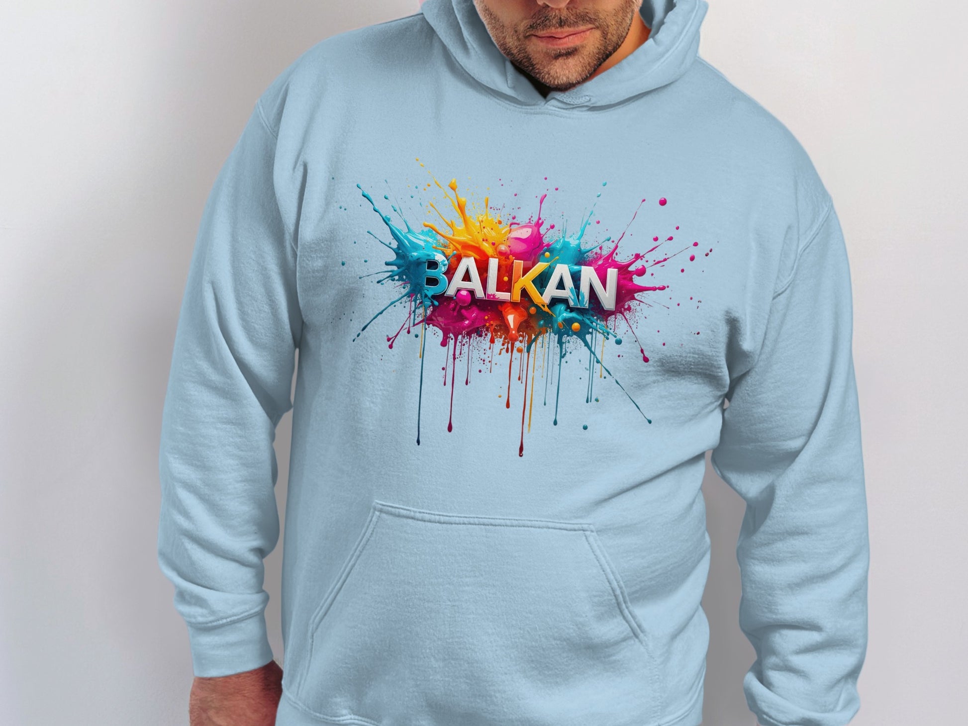 Balkan Colorful Paint Splatter Design Vibrant Hoodie product type