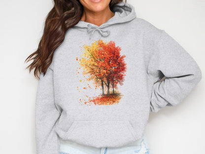 Autumn Trees Design Cozy Hooded Pullover Sweatshirt product type