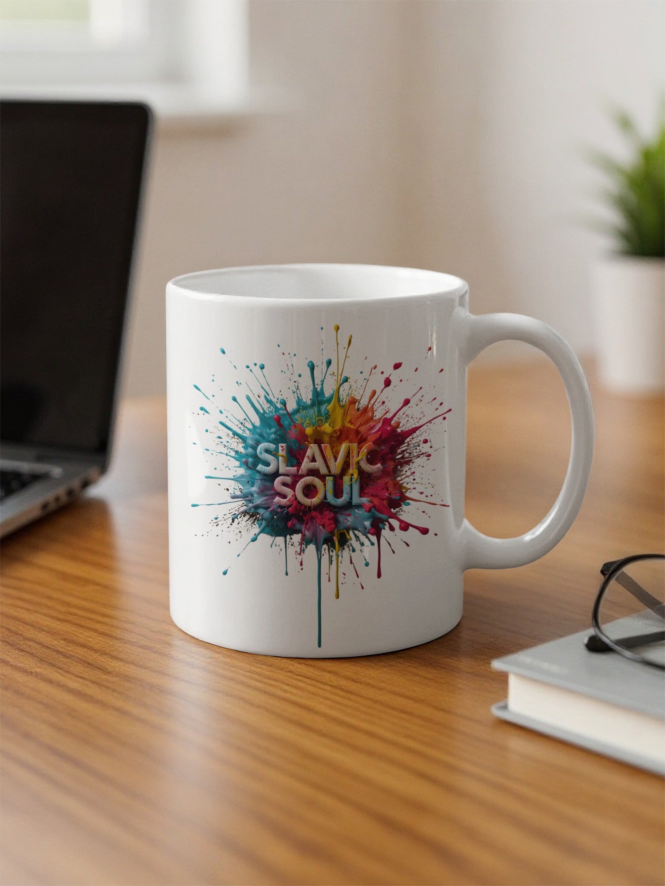 Slavic Soul colorful splatter design mug product type