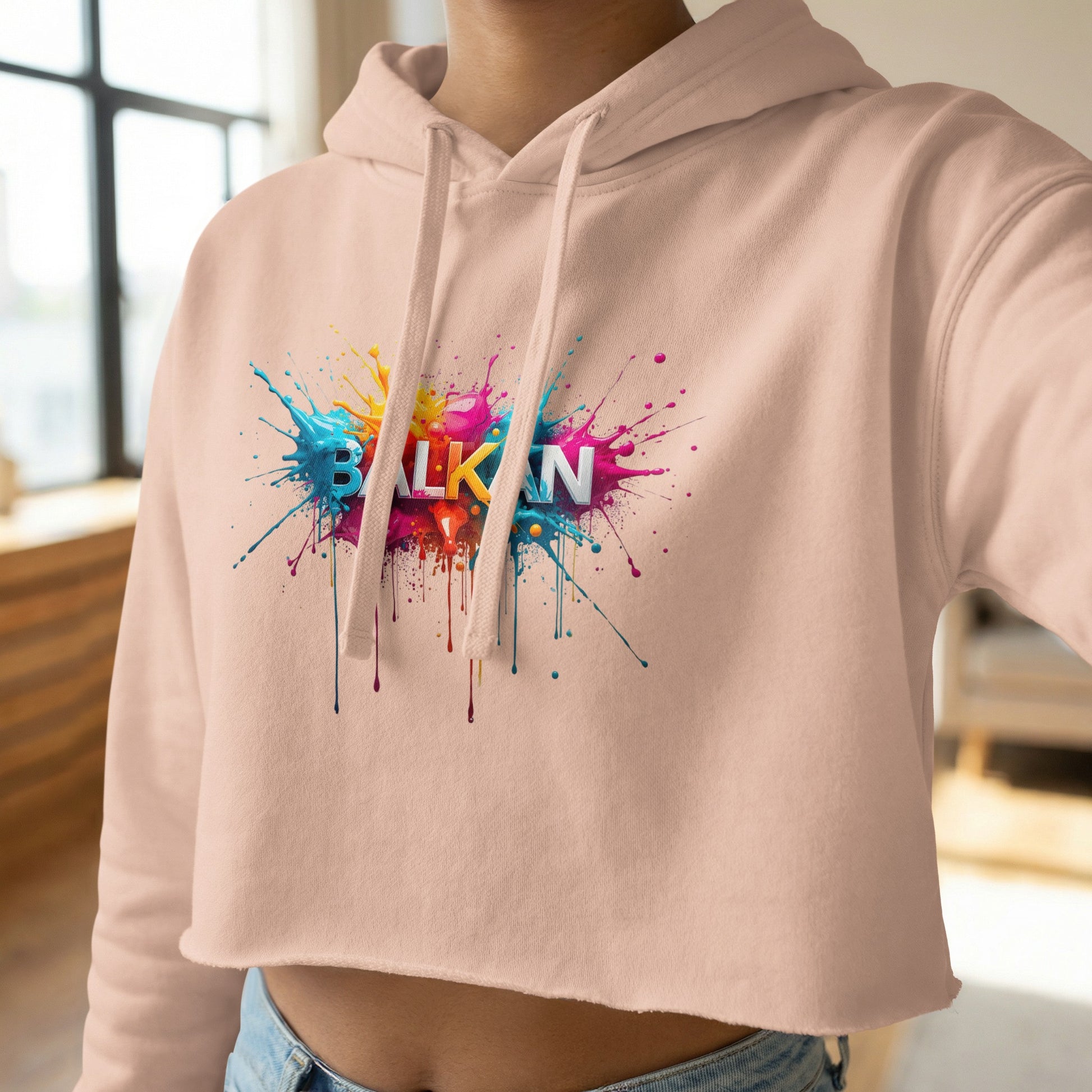 BALKAN Colorful Paint Splatter Cropped Hoodie product type