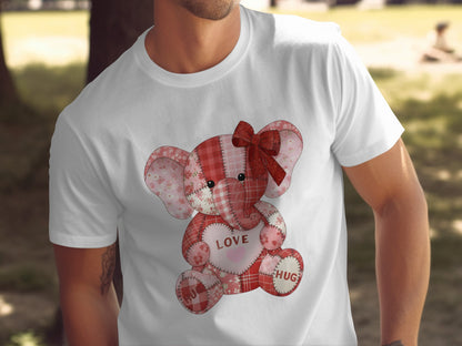 Adorable Patchwork Elephant Love T-shirt Design