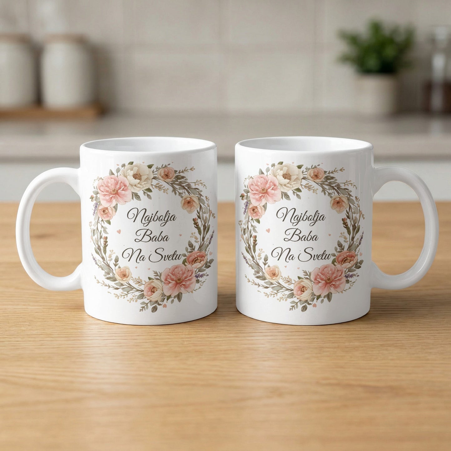 Najbolja Baba Na Svetu Floral Wreath Mug