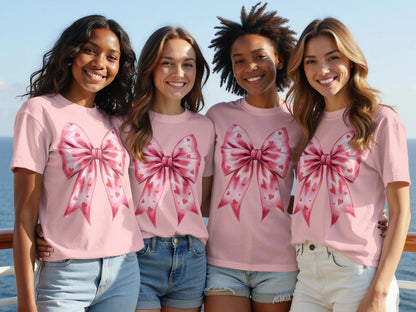 Pink Bow and Hearts Graphic Design T-shirt