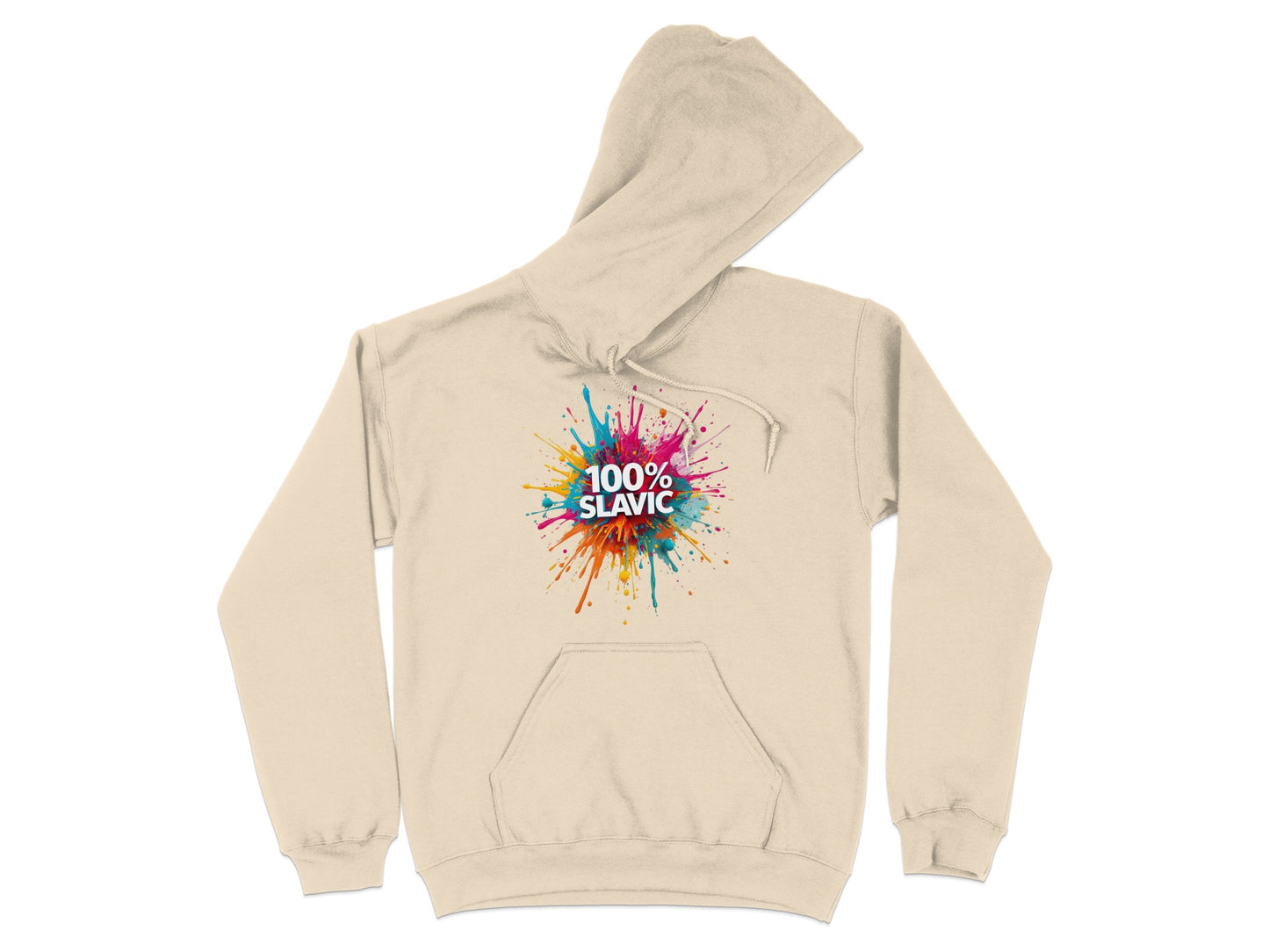 100% SLAVIC Colorful Paint Splash Pale Beige Hoodie product type