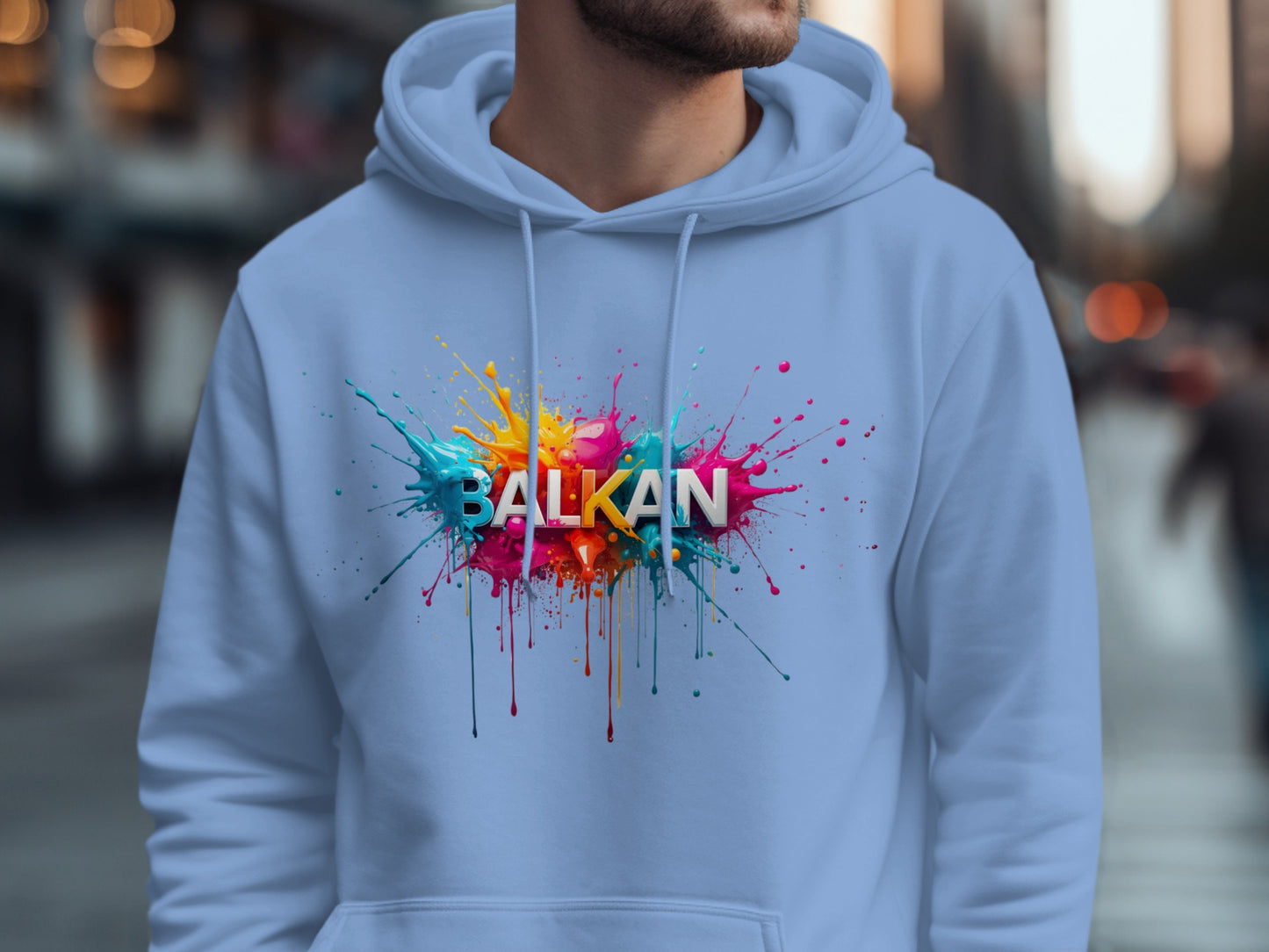 BALKAN Colorful Paint Design Light Blue hoodie product type
