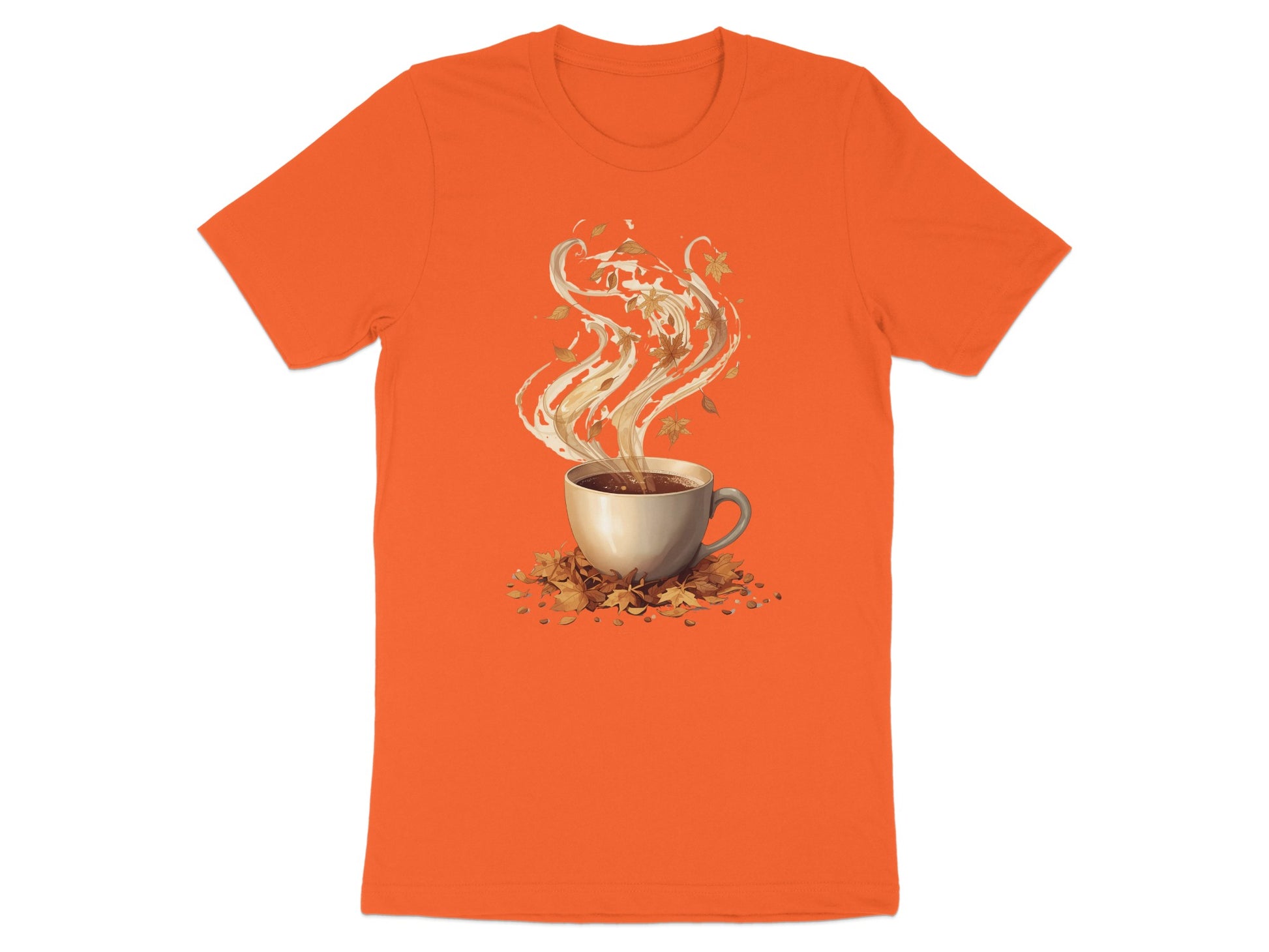 Autumn Leaves and Steaming Coffee Cup Graphic T-shirt product type