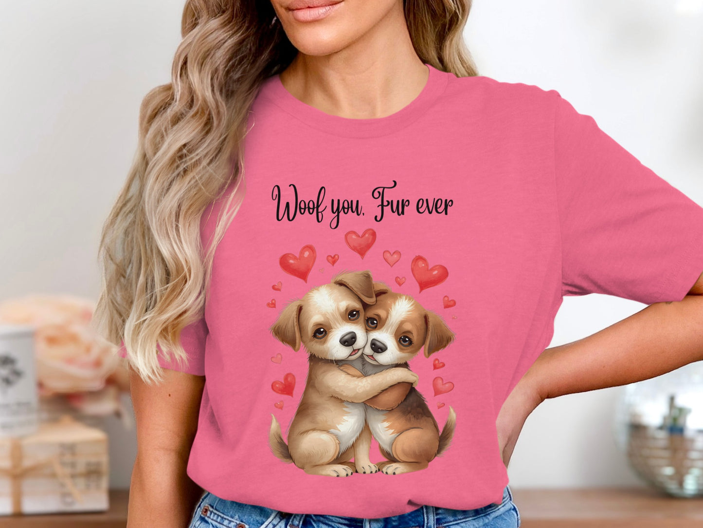 Woof You Fur Ever Cute Puppies with Hearts Shirt