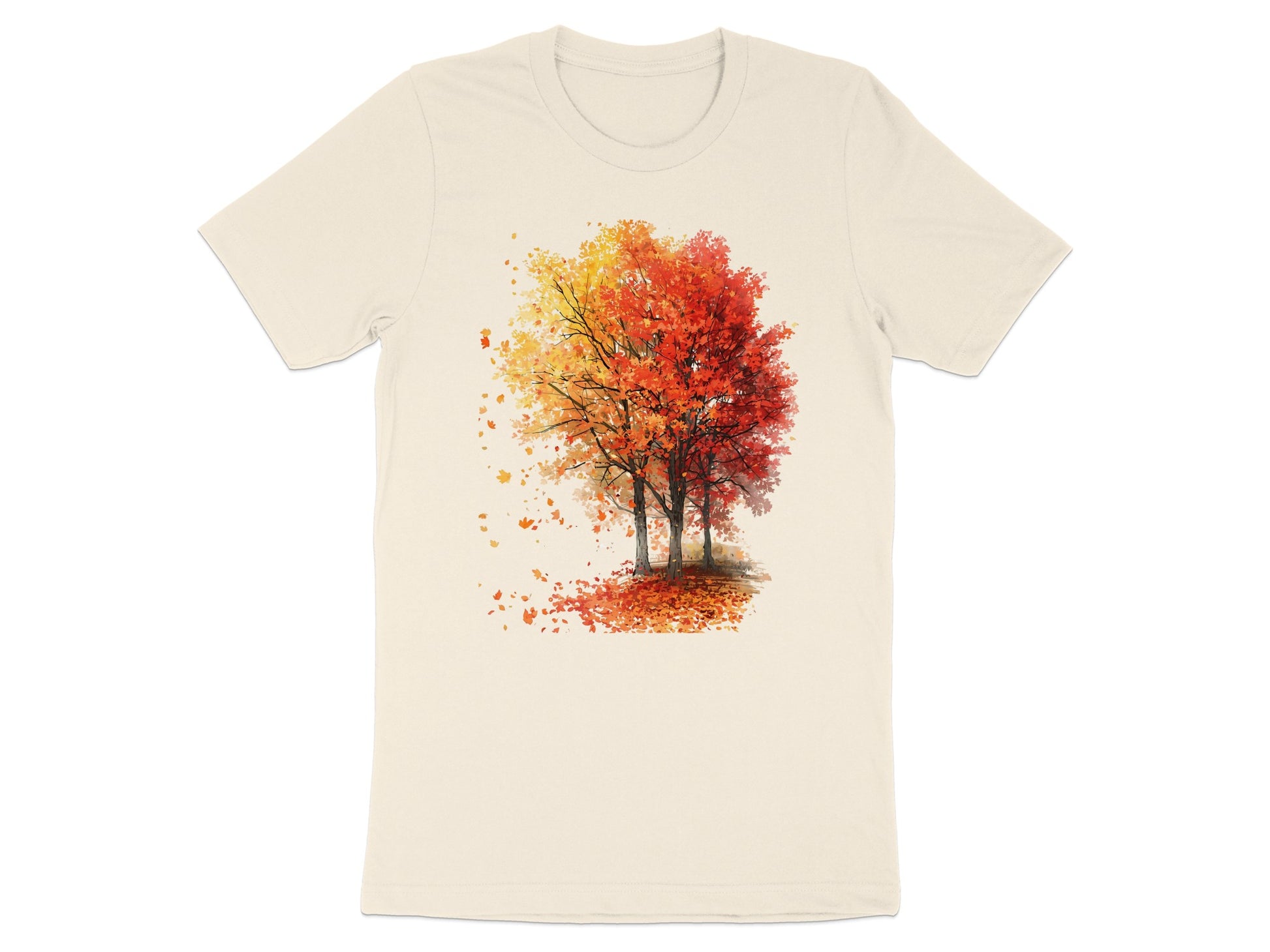 Vibrant Autumn Tree Print on Cream Colored T-shirt product