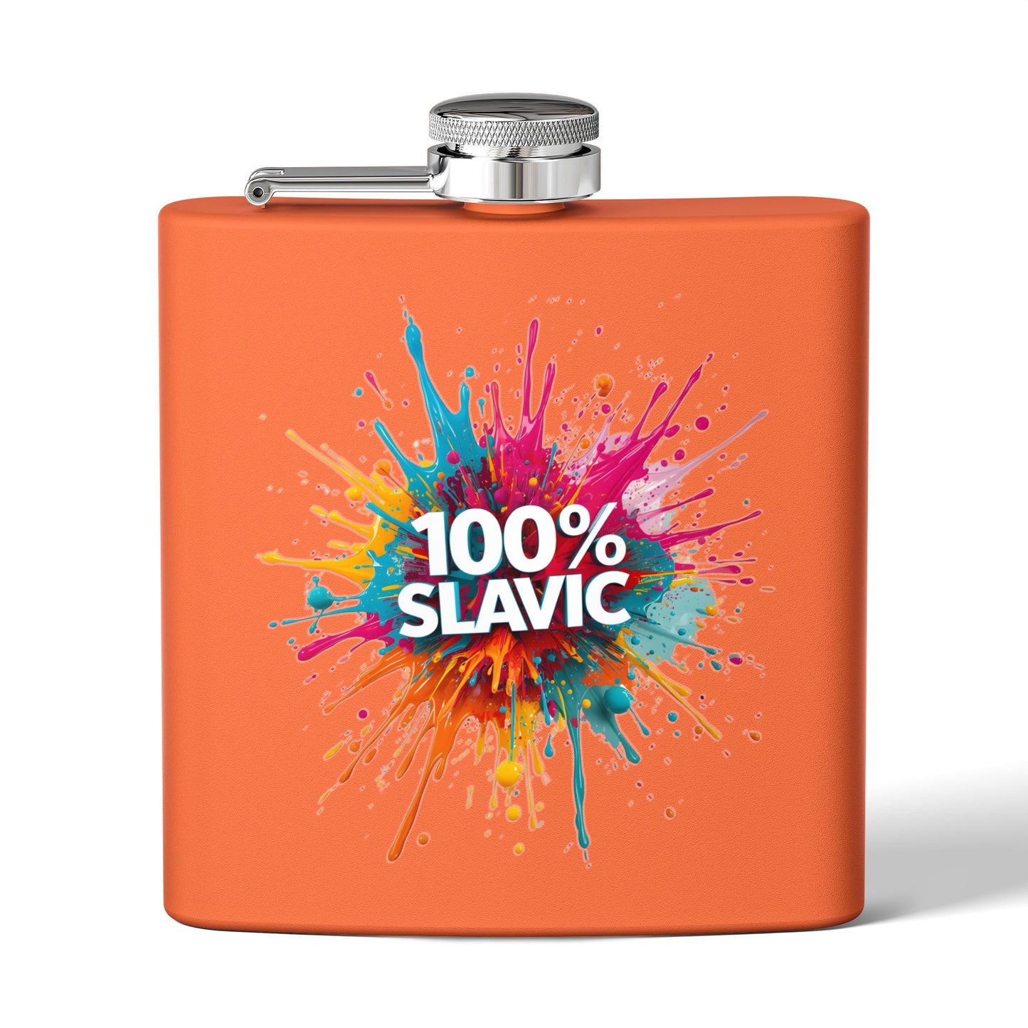 100% SLAVIC Paint Splatter Orange Flask product type