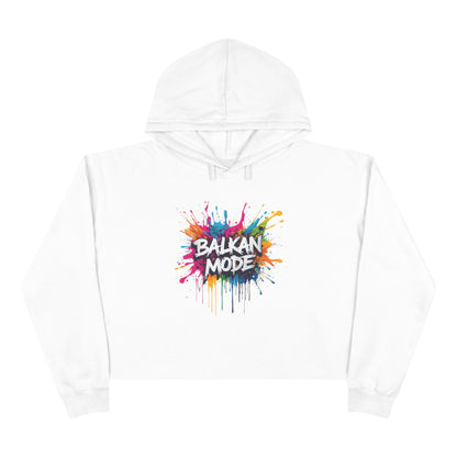 Balkan Mode Colorful Splatter White Crop Hoodie product type