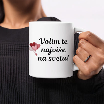 Volim te najviše na svetu heart balloons mug