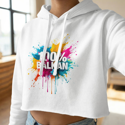 Vibrant 100% Balkan Paint Splatter Crop Hoodie product type