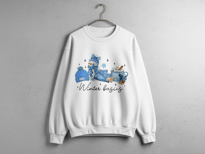 Winter Basics Cute Snowman Coffee and Hat Sweatshirt
