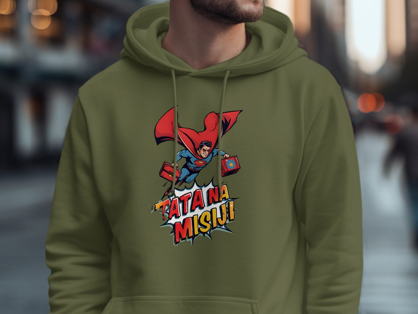 Superhero Graphic Design Olive Hoodie product