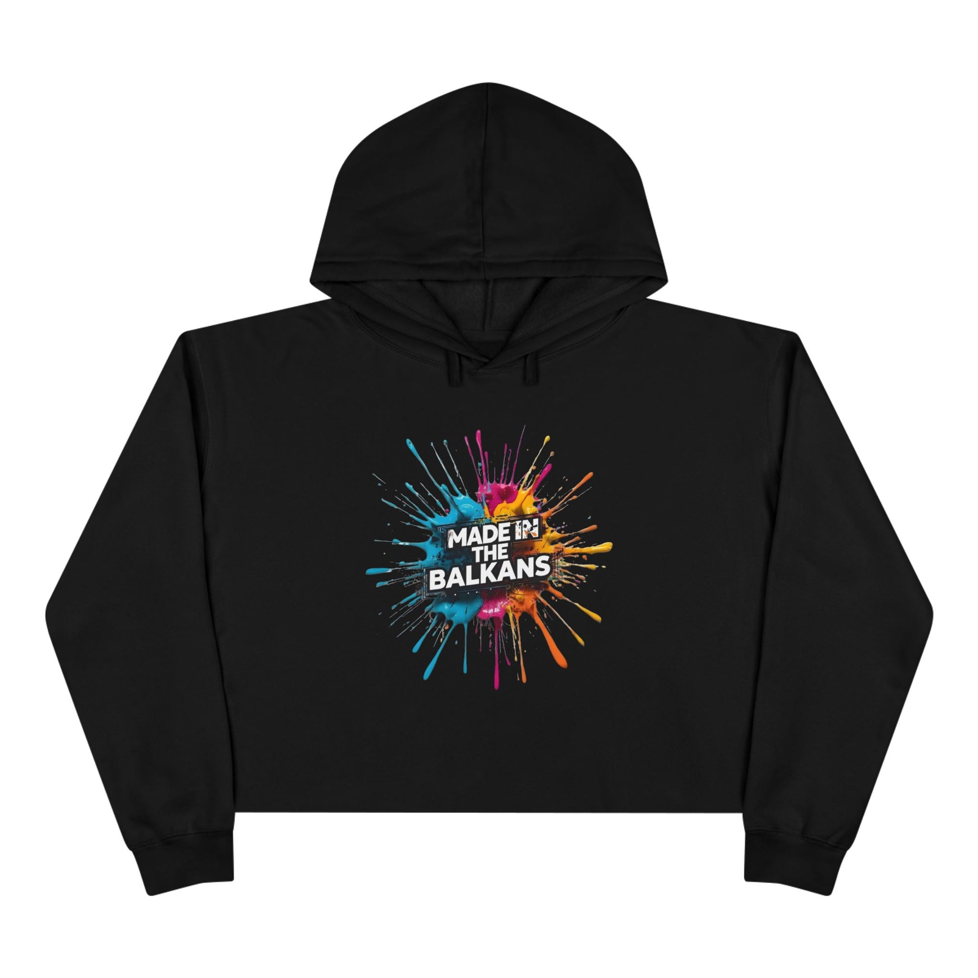 Black Cropped Hoodie Made In The Balkans Colorful Splash product type