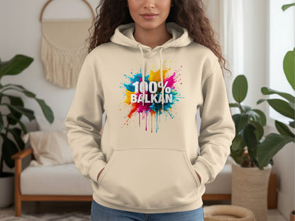 100% Balkan Paint Splatter Design Hoodie product type