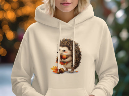 Cute Hedgehog Holding Autumn Leaves Hoodie product